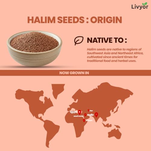 Image of Livyor Premium Halim Seeds for eating - 1kg | Aliv seeds | Garden Cress Seeds | High in Fibre | Helps in hair growth | Rich in Omega 3 | Raw and Natural | Immunity Booster Super food