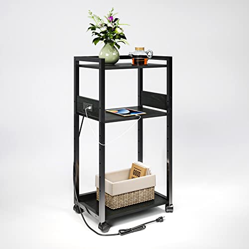 Tc-Homeny 3-Tier Movable Printer Stand With Storage Rolling Floor-Standing Deskside Shredder Computer Host Stand Adjustable Storage Shelf Rack For Office Supplies Fax Scanner File Book #TOP7