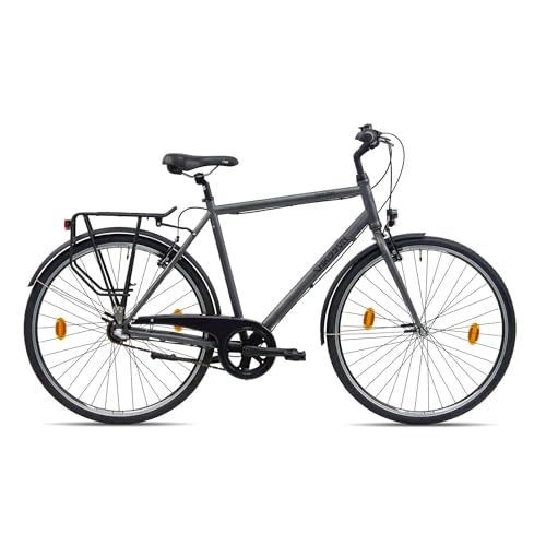 CHRISSON 28 Zoll Citybike Herren - City One anthrazit matt 53 cm - Herrenfahrrad mit 3 Gang Shimano Nexus Nabenschaltung - praktisches Cityfahrrad für Männer