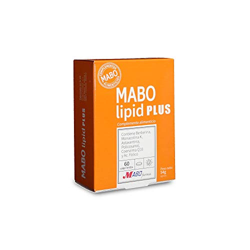 MABO Lipid Plus 60 cpr - Complemento Alimenticio para Control de Colesterol y Triglicéridos con Berberis Aristata Arroz Rojo Fermentado Policosanol Coenzima Q10 Astaxantina Acido Fólico (2 Meses)