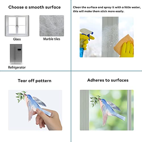 Image of 79 PCS Spring Window Clings,Spring Flower Window Clings for Glass Windows,Double-Sided Birds Floral Butterfly Window Stickers for Spring Decor (9 Sheets)
