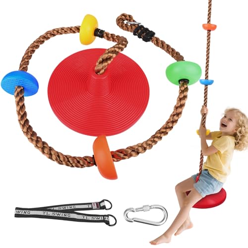 3-in-1 Kletterseilschaukel mit rutschfestem Sitz und bunten...
