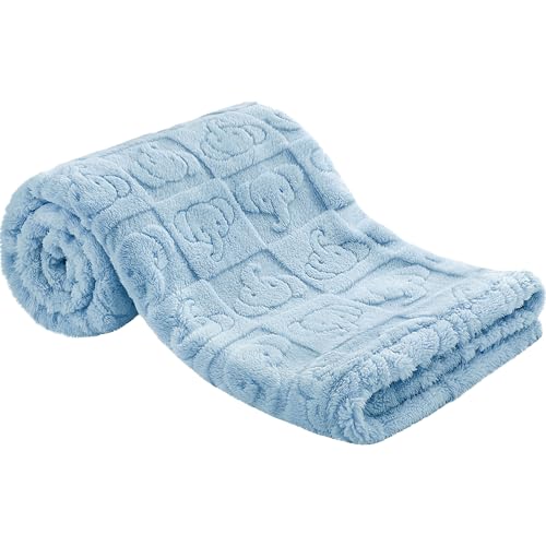 Image of Pro Goleem Elephant Baby Boy Blanket, Soft Fleece Baby Blankets for Boys, 30" x 40" Blue Crib & Stroller Blanket for Newborns and Toddlers