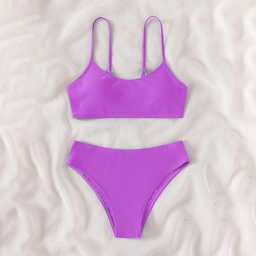 2 Piece Girls Bikini Bathing Suits Solid Strap Beach Sport Swimsuits Sets Athletic UPF 50+ Padded Swimwear Outfits3