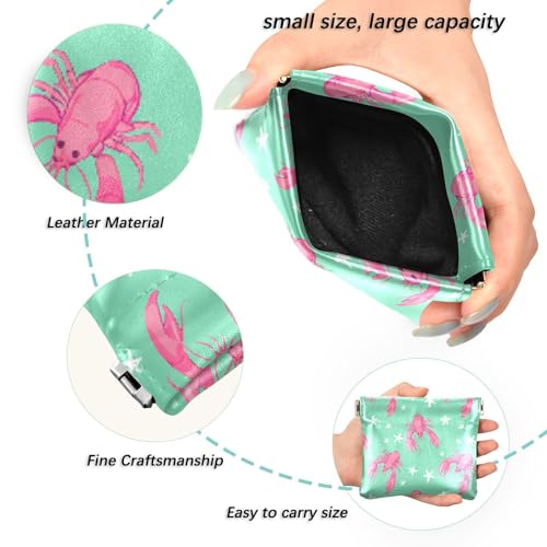 Pink Lobsters Starfish Coin Purse Leather Pouch Change Purse, Squeeze Coin Pouch for Cards, Keys & Lipsticks, Unisex2