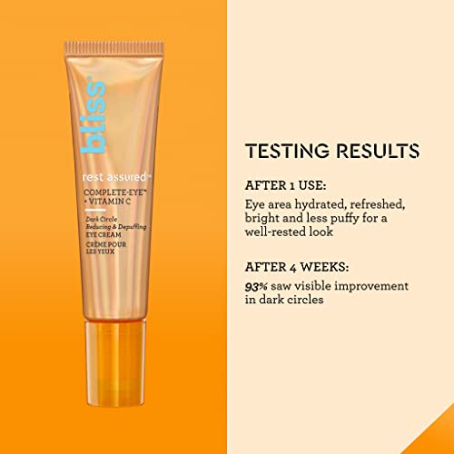 Bliss Rest Assured ™ Eye Cream With Vitamin C & Caffeine - 0.5 Fl Oz - Dark Circle Reducing & Depuffing Eye Cream - Clean - Vegan & Cruelty-Free #TOP4