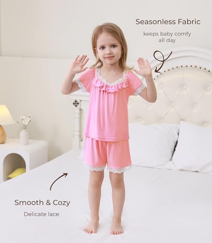 Image of Baby Girls Outfits Sets Summer Tee and Shorts Toddler 2-Piece Set for Kids Cooling Clothes,Viscose Made from Bamboo