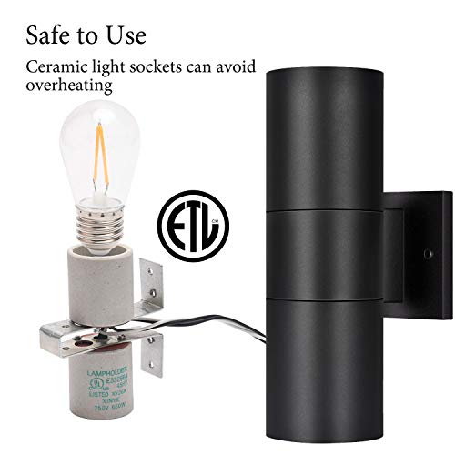 Image of rosykite Outdoor Wall Light Fixture, Cylinder Modern Up Down Lighting