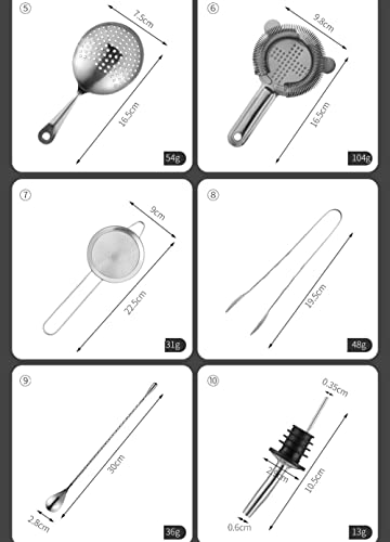 Set de cóctel 11 piezas kit bartender acero inoxidable negro miniatura 6