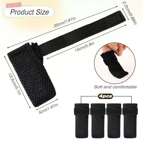 Image of Cat Claw Covers, 4 Packs Mittens to Prevent Scratching, Anti-Scratch Boots, Breathable Mesh Paw Covers, Adjustable Protectors Socks for Indoor Cats, Pet Bathing, Cutting Nails, Black, L