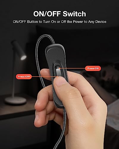 ANDTOBO USB Switch Extension Cable, Upgraded USB Extension Cord with On/Off Power Switch Cable for LED Strips, iOS System, etc- 1M