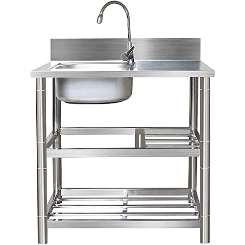 Évier de cuisine autoportant 120cm pour laver les légumes et stocker les plats