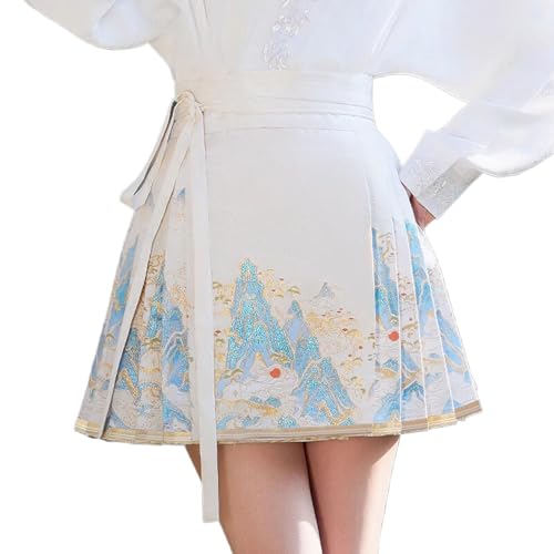 Jupe d'été courte style chinois inspirée Hanfu pour femme