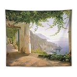 Carl Frederik Aagaard Blick auf die Amalfi Küste Kunst Poster Wandteppich Zimmer Ästhetische Polyester Malerei Schlafzimmer Wandteppiche Wohnzimmer Wände Dekorativ 127 x 152,4 cm