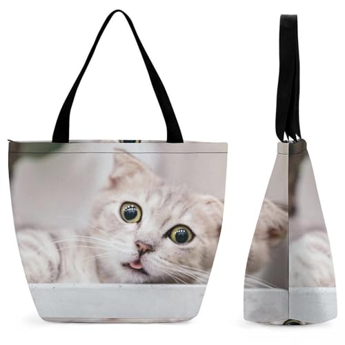 Sac shopping chat surpris pour femme grand format voyage