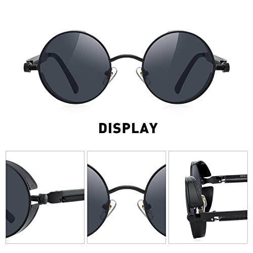 Gothic Steampunk Sunglasses for Women Men Round Lens Metal Frame2