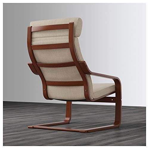Ikea Poäng Armchair, Wood, Medium Brown, Hillared Beige #TOP4