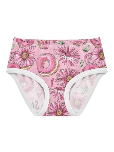 ZZKKO Pink Donuts Macaroon Girls Underwear Toddler Panties for Girls Comfort Brief Size 2-8T