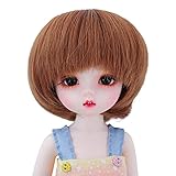 Missuhair 1/6 BJD Doll Wig 6-7 Inch Short Straight Brown Heat Resistant Wig Pullip Dollfie Doll Wig DIY Accessories