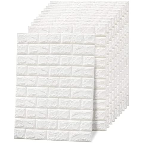 bimiti 10PCS 3D Wall Panels White Brick Pattern 77 x 70cm Self-Adhesive 3D Brick Wall Tiles Removable and Waterproof PE Foam Wallpaper for Living Room Home Office Cover