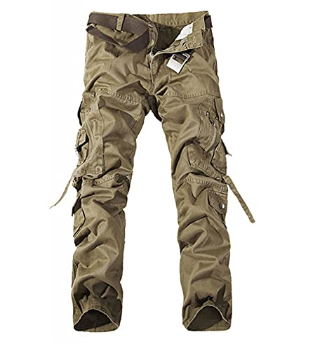 Pantalon militaire homme coton lâche grand confort avec poches cargo amples taille 33