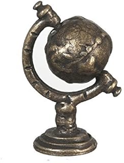 Melody Jane Dollhouse Small Antique Brass World Globe Miniature Study Ornament