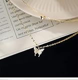 Genre: Femmes 925 Sterling Silver Double-Couche Papillon Clignotant Diamant Collier Mignon Pendentif Clavicule Chaîne Femelle Exquis Bijoux Cadeau