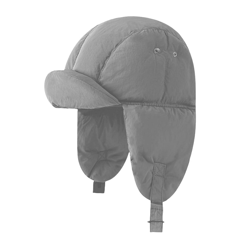 Surakey Waterproof Men's Winter Hats with Earmuffs Warm Thick Fleece Lined Cap Earflaps Trooper Trapper Hat for Men, Grey