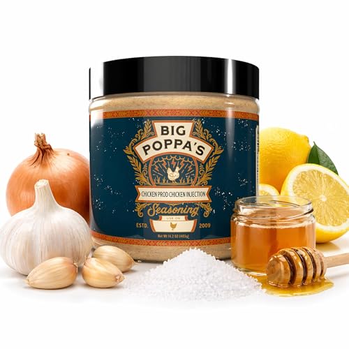 Big Poppa’s Juicy Poultry Injection – Savory Moisture-Locking Marinade for Chicken, Turkey, and Even Thighs & Wings – Signature Formula for Grilling, Smoking, Roasting & Holiday Feasts (14.2 Oz)