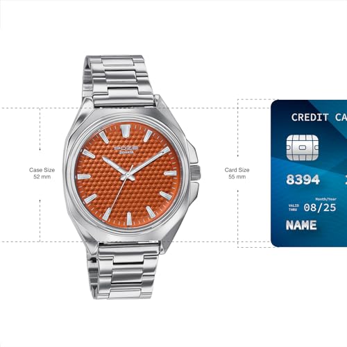 Image of Sonata Poze 7 Analog Orange Dial Silver Sheet Metal Strap Watch for Men - SP70091SM01W