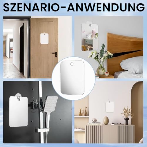 Duschspiegel,Rasierspiegel,Spiegel Dusche,Antibeschlagdesign,Geeignet Zum Duschen, Rasieren Und Schminken,Hergestellt Aus Schlagfestem PC-Material, Kann Es Ohne Bohren An Der Wand Befestigt Werden