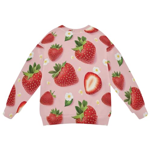 JUNZAN Sweet Strawberries Fruit Blush Big Boys Hooded Sweatshirt Long Sleeve Sweatshirt With Hoodie Camping 4T2