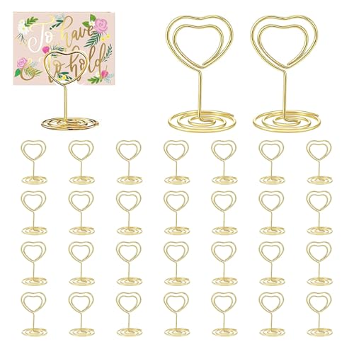 YFOViKZ 30 Stück Tischkartenhalter aus Metall in Gold, Fotohalter, Menükartenhalter, Kartenaufsteller für Hochzeit, Party, Event, Geburtstagsfeier & Dekoration