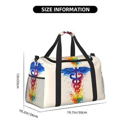 40l Gym Travel Duffel Bag Watercolor Medical Art Doctor Nurse Carry-On Workout Overnight Backpack2
