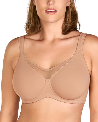 Image of HSIA Minimizer Bras for Women Plus Size, Full Coverage Coolcomfort T Shirt Unlined Bra with Underwire for Heavy Breast, Blush 48D