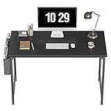 CubiCubi Computer Desk 47' Study Writing Table for Home Office, Modern Simple Style PC Desk, Black Metal Frame, Black