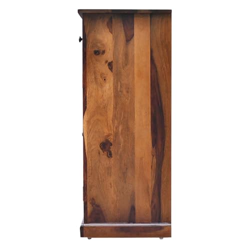 Image of Royaloak Ruby 2 Door Shoe Rack | Sheesham Wood Shoe Stand With Drawer Storage | Durable & Long Lasting | 3 Shelves Ample Storage | Emperor Collection | Wooden Shoe Rack for Home