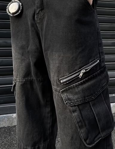 Y2k Wide Leg Loose Cargo Jeans Elastic Waist Denim Pants Hip Hop Pants4