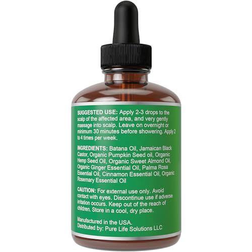 Batana Oil for Hair Growth. With Jamaican Black Castor, Pumpkin Seed Oil, Rosemary Oil. Vegan Thickening, Moisturizing, Strengthening Serum For Women, Men. Scalp Treatment For Weak, Dry Hair 2oz