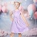 Sunny Fashion Girls Dress Violet Front Bow Jacquard Flared Sleeveless Princess Birthday Wedding Size 7