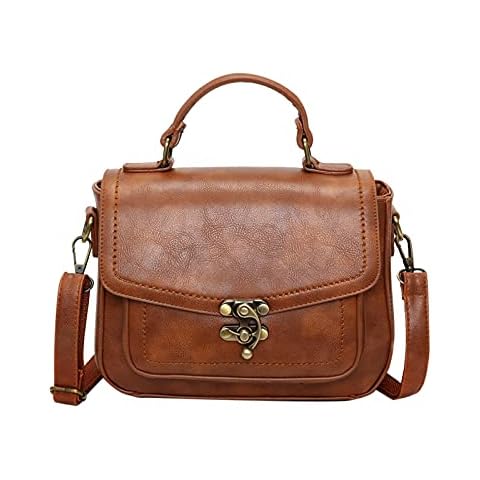 PORRASSO Crossbody Bag Women Shoulder Bag Vintage Saddle Handbags Satchel Messenger Bag for Travel Dating Shopping Daily Use Brown Cover