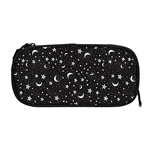 Image of YETTA YANG Black And White Moon Star Pencil Box Case for Pen Holders Office Supplies Big Capacity large