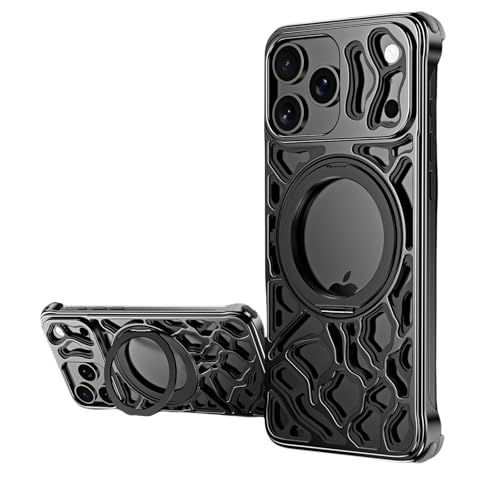 Coque iPhone 17 Pro dissipation chaleur structure creuse et béquille noire amovible
