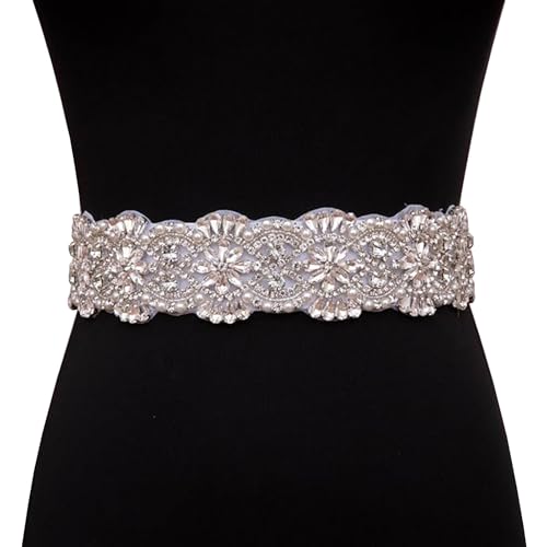 Bridal Belt Handmade Beaded Belt Crystal Wedding Dress Sash Belt,Pearls Rhinestone Wide Sash Bride Dress Accessories
