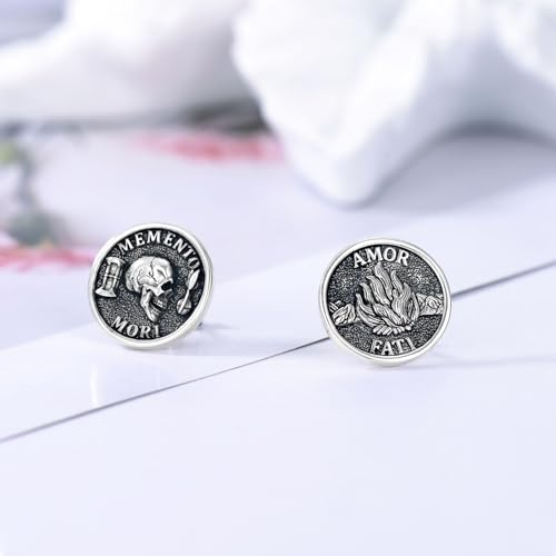 PELOVNY Memento Mori Earrings S925 Sterling Silver Memento Mori Stud Earrings Jewelry Gifts for Men2