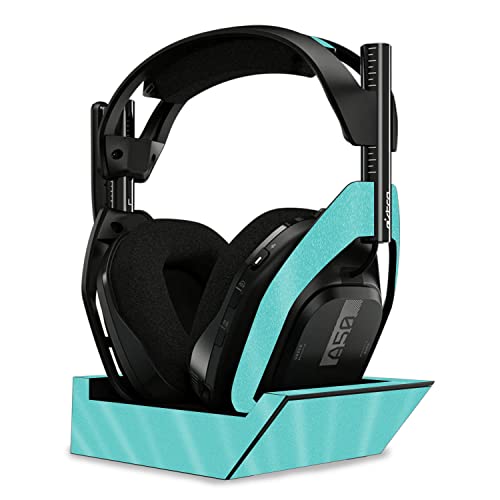 Image of MightySkins Glossy Glitter Skin Compatible With Astro A50 Wireless Headphones + Base Station (Gen 4) - Solid Turquoise | Protective, Durable High-Gloss Glitter Finish | Easy To Apply | Made in the USA