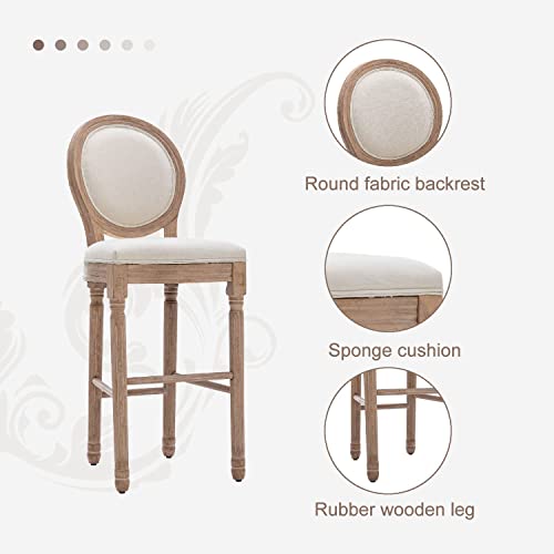 Image of Virabit Counter Height Chairs Set of 4, French Country Bar Stools with Solid Wood Frame and Upholstered Seating, 26 Inch Bar Stools
