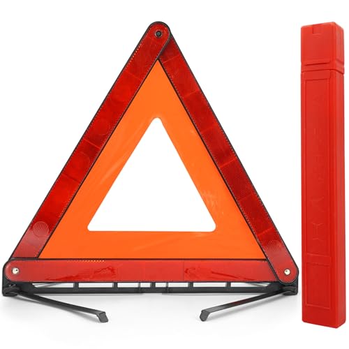 ZephyrCraft Triangle de signalisation pour Voiture - Pliable - Triangle d'avertissement de sécurité pour Le Bord de la Route - Panneaux Rouges réfléchissants - Boîte de Rangement - Triangle de
