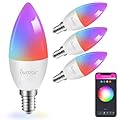 Avatar Controls E12 Smart Bulb 4 Pack, Candelabra Smart Light Bulbs, Alexa WiFi LED Lights RGBCW Dimmable Color Change Music Sync, Compatible with Alexa Google Home, 5W 40W Equivalent, 500LM
