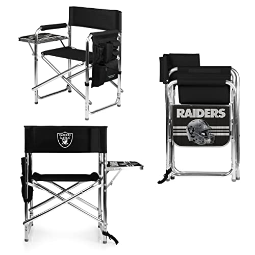 PICNIC TIME NFL Las Vegas Raiders Sports Chair with Side Table, Beach Chair, Camp Chair for Adults